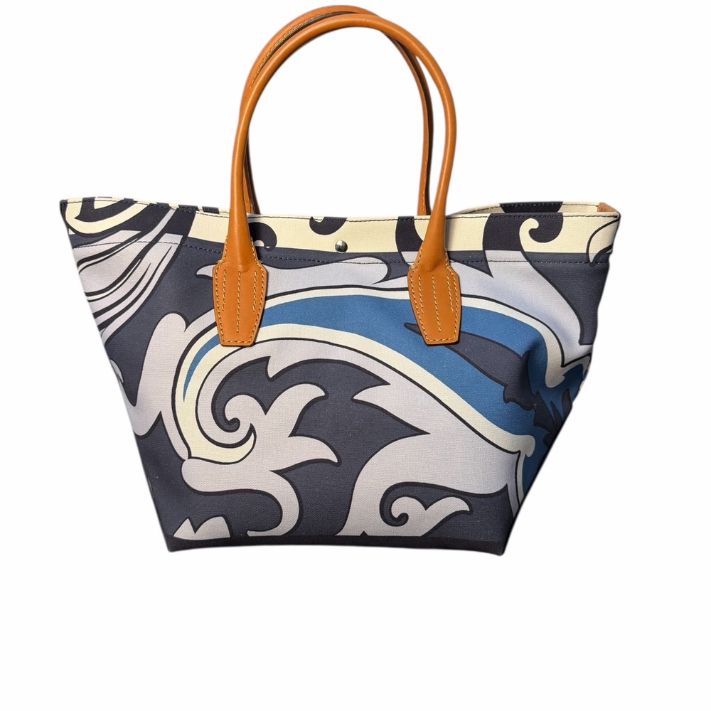 Etro Blue & White Canvas & Leather Trim Tote Set (A754) - Picture 3 of 17